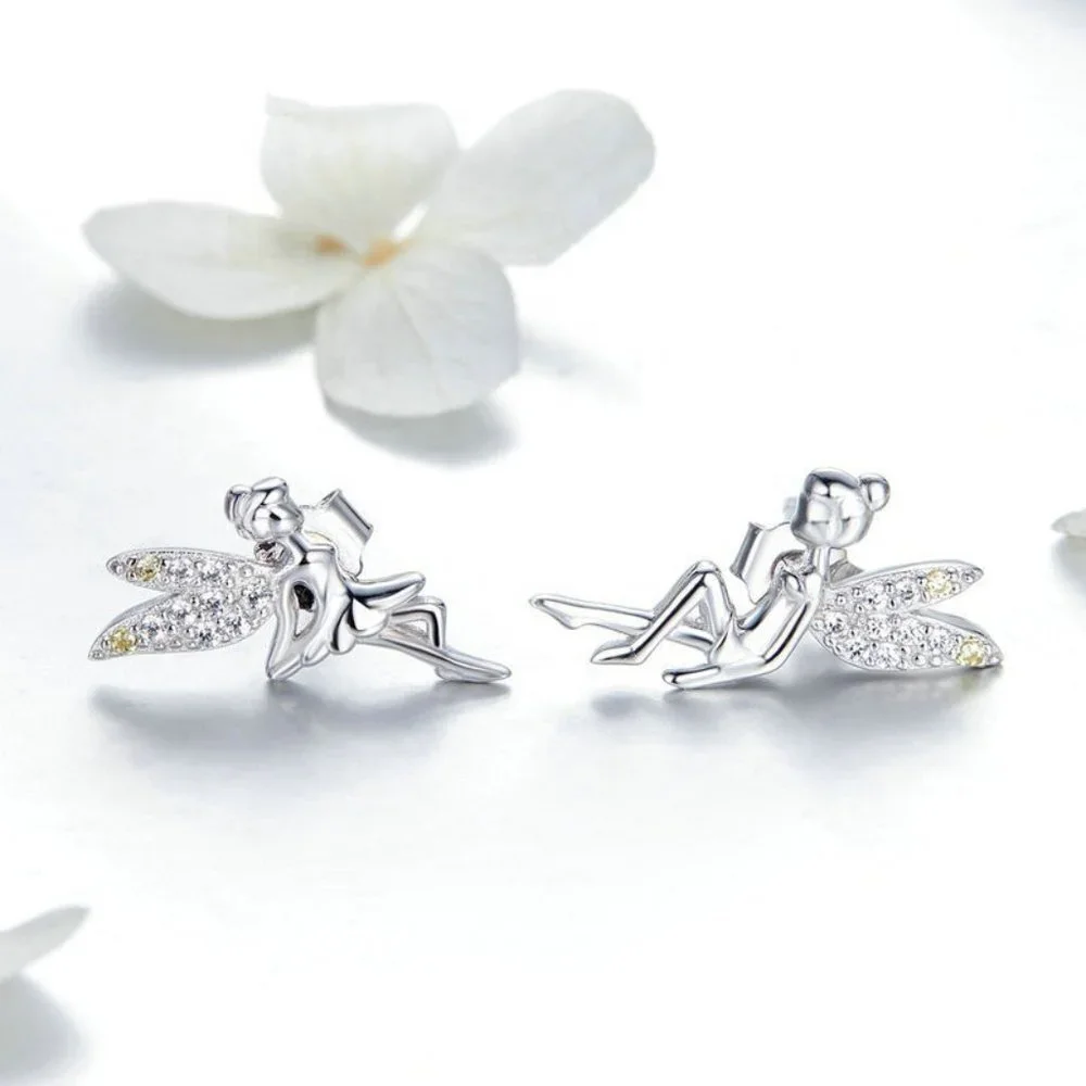 ✨Dainty White CZ Sweet Wing Fairies Stud Earrings for Women, GPMB1441